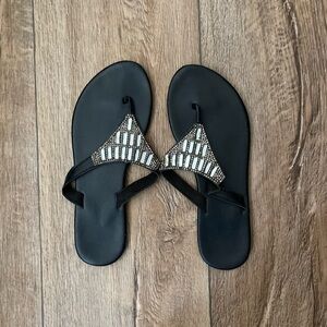 Black bejeweled sandals